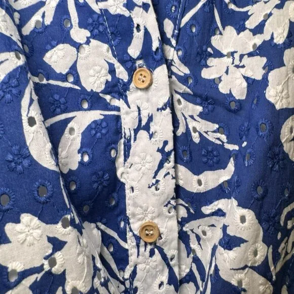 ZARA Womens Blue White Floral Embroidered Sleeveless Dress Size XL - Picture 10 of 15